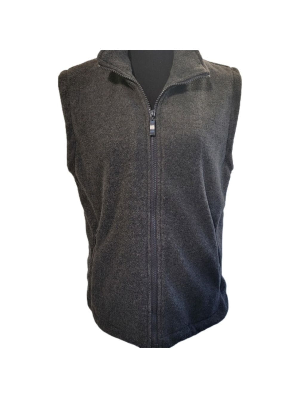 𝅺lavon Gray Fleece Full Zip Vest Size Large